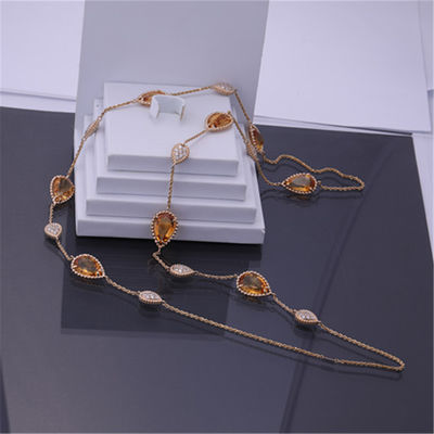 Qualité Motifs du collier 16 de Boheme d'or de bijoux de vrai d'or serpent de luxe de reproduction longs avec des diamants et la référence JCL01018 de Citrins usine