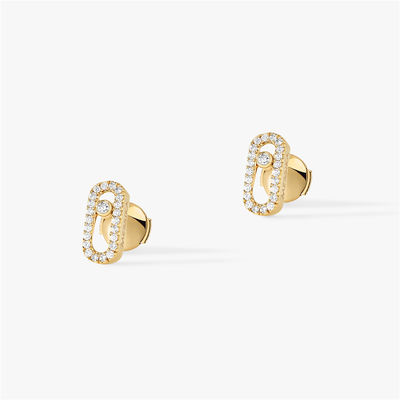 Qualité Bijoux de luxe de Paris pour le mouvement Uno Diamond Earrings d'or jaune de Luxury Jewelry 18K de femmes usine